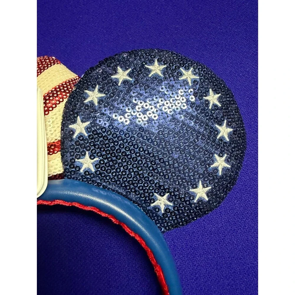 2026 Disney Parks Americana America Sequin Mickey Minnie Mouse Ear Headband New